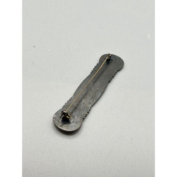 Vtg Pierre Bex Style Pin Brooch Art Deco Inspired Black Gold Tone w Rhinestones - Picture 6 of 7